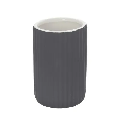 Portaspazzolini bagno dappoggio grigio in ceramica soft touch Spring