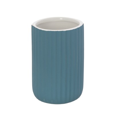 Portaspazzolini bagno dappoggio blu in ceramica soft touch Spring