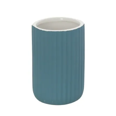 Portaspazzolini bagno dappoggio blu in ceramica soft touch Spring