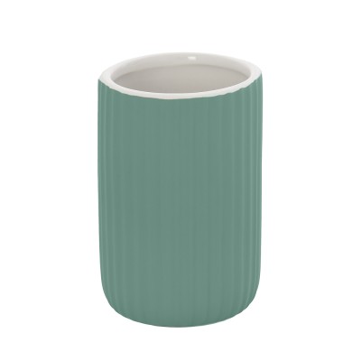 Portaspazzolini bagno dappoggio verde in ceramica soft touch Spring