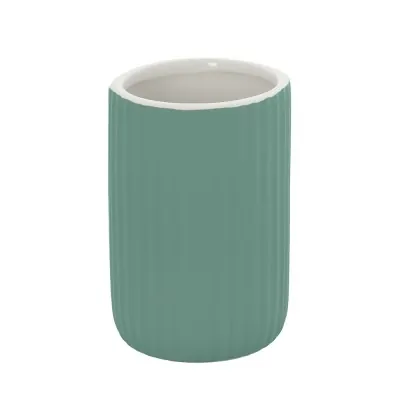 Portaspazzolini bagno dappoggio verde in ceramica soft touch Spring