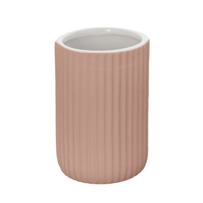 Portaspazzolini bagno dappoggio rosa in ceramica soft touch Spring
