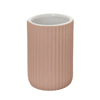 Portaspazzolini bagno dappoggio rosa in ceramica soft touch Spring