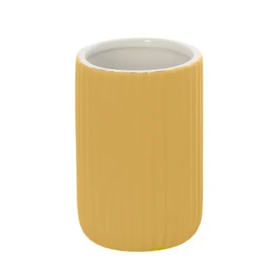 Portaspazzolini bagno dappoggio giallo in ceramica soft touch Spring