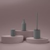 Scopino wc grigio in ceramica soft touch con setole nere Spring