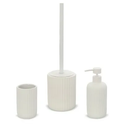 Set accessori bagno 3 pezzi in ceramica bianco soft touch Spring