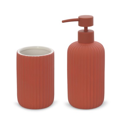 Set accessori bagno 2 pezzi in ceramica rosso soft touch Spring