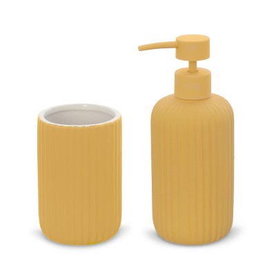 Set accessori bagno 2 pezzi in ceramica giallo soft touch Spring
