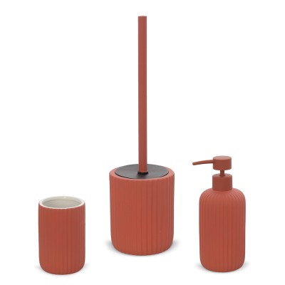 Set accessori bagno 3 pezzi in ceramica rosso soft touch Spring