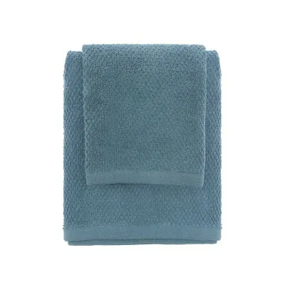 Set asciugamani bagno blu per viso e ospite in cotone puro Spring