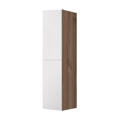 Colonna per lavanderia H 180 cm effetto legno e ante in bianco Wanda 