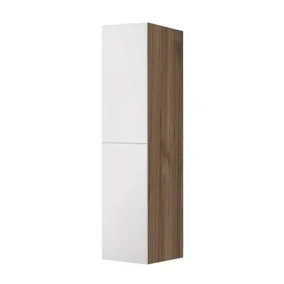 Colonna per lavanderia H 180 cm effetto legno e ante in bianco Wanda 