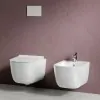 Wc sospeso Rimless Mirto in ceramica lucida con scarico a parete