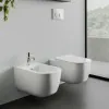 Sanitari sospesi Rimless Mirto scarico a parete e sedile soft close