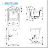 Scheda tecnica Mobile lavatoio 61x61 cm Revine vasca in ceramica e asse in legno