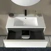 Mobile bagno sospeso 80 cm bianco opaco con lavabo e specchio Master