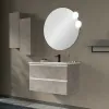 Mobile bagno sospeso 80 cm grigio cemento con lavabo e specchio Master