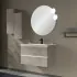 Mobile bagno sospeso 80 cm grigio cemento con lavabo e specchio Master