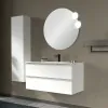 Mobile bagno sospeso 100 cm bianco opaco con lavabo e specchio Master