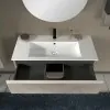 Mobile bagno sospeso 100 cm grigio cemento con lavabo e specchio Master