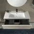 Mobile bagno sospeso 100 cm grigio cemento con lavabo e specchio Master