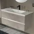 Mobile bagno sospeso 100 cm grigio cemento con lavabo e specchio Master