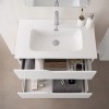 Set mobili bagno sospesi 80cm in legno mdf bianco e quercia Sumya