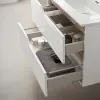 Mobile bagno sospeso 100 cm bianco e quercia con lavabo e specchio Sumya