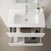 Mobile bagno sospeso 80 cm bianco e quercia con lavabo e specchio Sumya