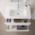 Mobile bagno sospeso 60 cm bianco e quercia con lavabo e specchio Sumya