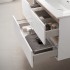 Mobile bagno sospeso 60 cm bianco e quercia con lavabo e specchio Sumya