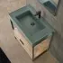 Mobile bagno a terra 75 cm nero con lavabo verde e specchio Kubic