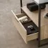 Mobile bagno a terra 75 cm nero con lavabo bianco e specchio Kubic