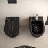 Sanitari filoparete Rimless effetto marmo nero con sedile Tokyo