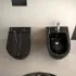 Sanitari filoparete Rimless effetto marmo nero con sedile Tokyo