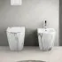 Sanitari filomuro Rimless effetto marmo bianco con sedile Tokyo