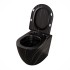 Water filoparete Rimless ceramica marmorizzata nera con sedile Tokyo