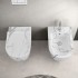 WC filomuro Rimless in ceramica marmorizzata bianca con sedile Tokyo