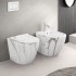 WC filomuro Rimless in ceramica marmorizzata bianca con sedile Tokyo