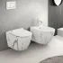 WC sospeso Rimless in ceramica marmorizzata bianca con sedile Tokyo