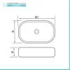 Lavabo da appoggio ovale 60x41 cm effetto marmo bianco Tokyo