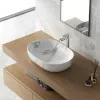 Lavabo da appoggio ovale 60x41 cm effetto marmo bianco Tokyo
