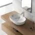 Lavabo da appoggio ovale 60x41 cm effetto marmo bianco Tokyo