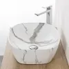 Lavabo da appoggio ovale 50x38 cm effetto marmo bianco Tokyo