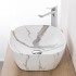 Lavabo da appoggio ovale 50x38 cm effetto marmo bianco Tokyo