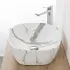 Lavabo da appoggio ovale 50x38 cm effetto marmo bianco Tokyo