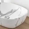 Lavabo da appoggio ovale 50x38 cm effetto marmo bianco Tokyo