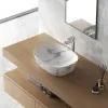Lavabo da appoggio ovale 50x38 cm effetto marmo bianco Tokyo