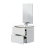 Mobile bagno sospeso 60 cm bianco e rovere con top e specchio Brillo