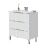 Mobile bagno da terra 80 cm bianco e rovere con top e specchio Brillo